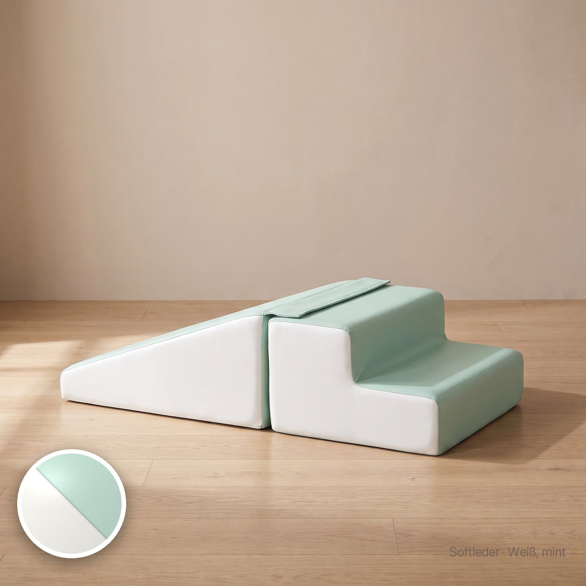 Wuselrutsche & Treppen-Set, Softleder · Weiß / Mint #Farbe_variantenbild