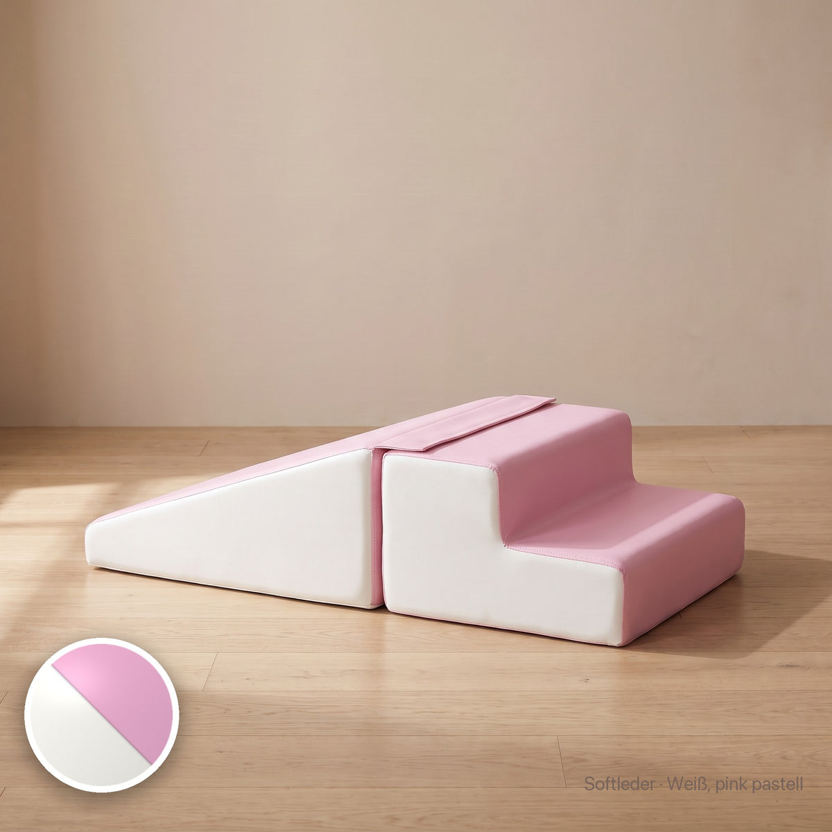 Wuselrutsche & Treppen-Set, Softleder · Weiß / Pink pastell #Farbe_variantenbild